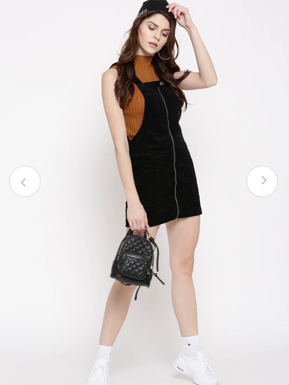 Forever 21 Corduroy Pinafore Solid Black Dress/Overall - L (EUC)